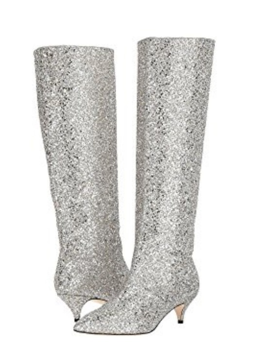 kate spade Shoes - Kate Spade Olina Silver Glitter Tall Boots Kitten Heels In Box 8.5